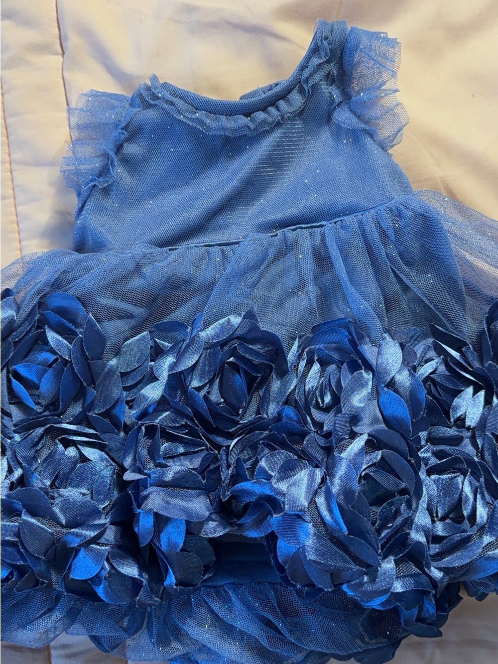 Blue Tulle Floral Rosette Baby Dress